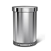 simplehuman Semi-Round Step Can, 60L / 15.9 Gallon Large-Capacity Kitchen Trash Can, Liner Rim, Liner Pocket&reg;, 150,000-Step Pedal, Lid Shox&reg; Silent Close, Brushed Stainless Steel