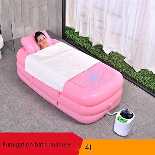 LZTET Korean Style Thickened Insulation Folding Adult Inflatable Tub Baby Kids Pool Multi-layer Inflatable Bathtub,Blue+ElectricPump+4LFumigationMachine