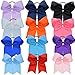 6 Inch Big Cheer Bows Grosgrain Ribbon Ponytail Holder With Elastic Hair Tie For Girls (Pack Of 12)