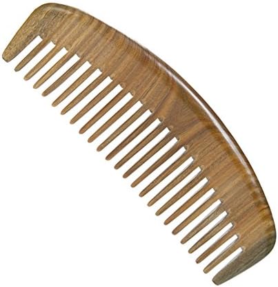 Casualfashion Natural Green Sandalwood Wide Tooth Comb, No Static Wooden Comb for Hair