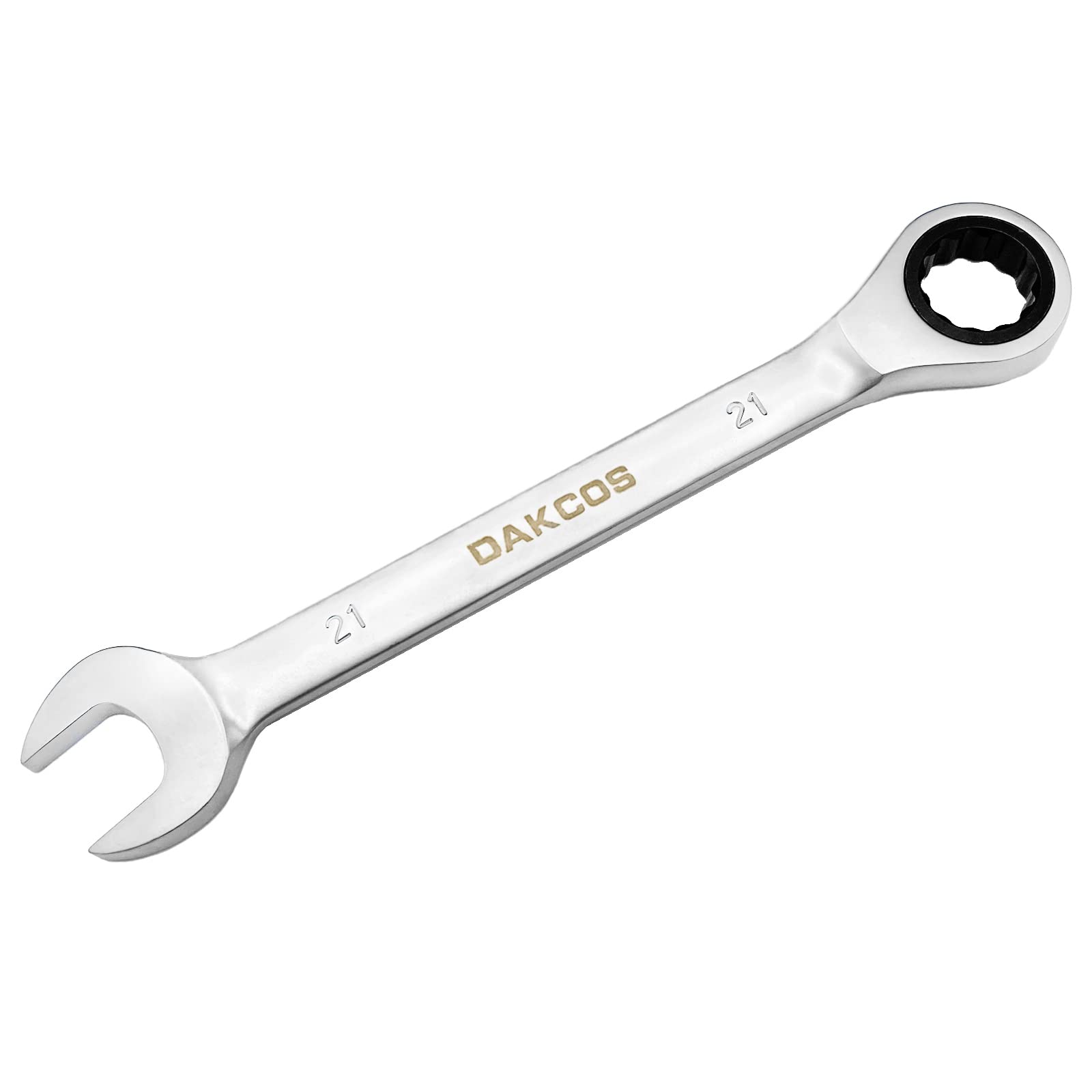 DAKCOS Fixed Head Ratchet Spanner 21mm Ratcheting Combination Wrench Chrome Vanadium Steel