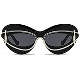 laureles Fashion Lips Cat Eye Sunglasses for Women Vintage Y2K Sun Glasses Ladies Gradient Black Shades UV400