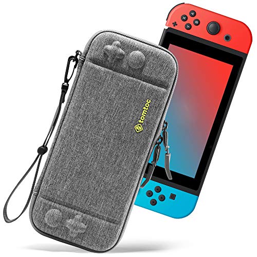 tomtoc Carrying Case for Nintendo Switch, Ultra Slim Hard Shell Travel Protective Cases with [Original Patent], Carry Portable Pouch with 10 Game Cartridges and Military Level Protection, Gray