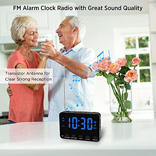 DreamSky Alarm Clock Radio for Bedroom Small Digital Clock with USB