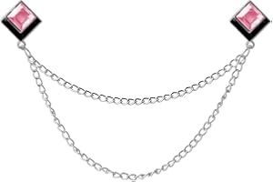 KILENER Gem Brooch Pins Hanging Chain Lapel Pin for Men Suits Shirt Collar Brooch Square Crystal Brooch Pin Rhinestone Lapel Pins for Men Tassel Chain Brooch Collar Pins Business Suit Shirt Accessories