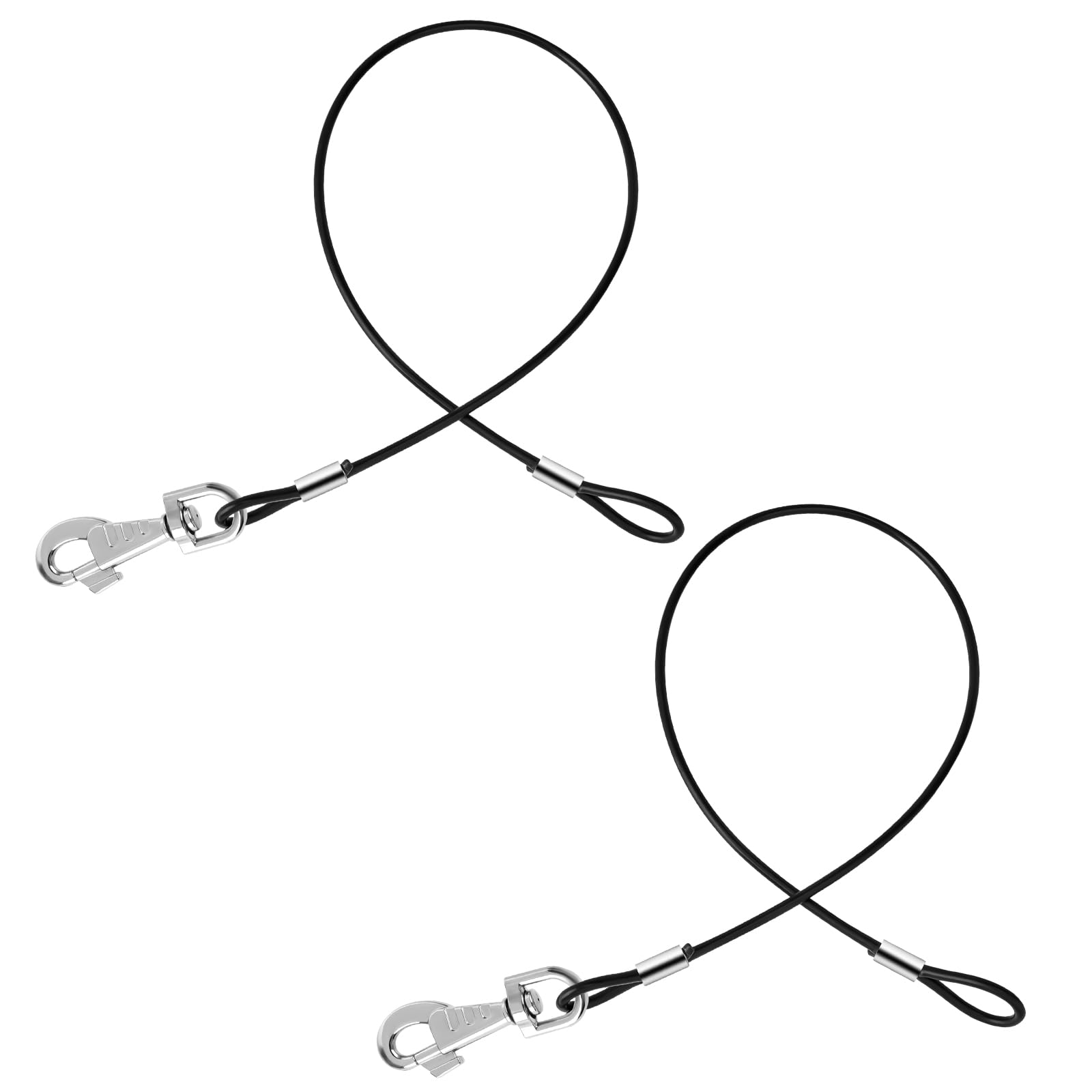 2 Pack Chew Proof Dog Leash Extension Metal Cable Leads, Heavy Duty Leash Non-Tangle Connect Leash for Any Leash & Collar & Harness, Black Dog Leash Extender