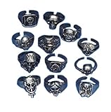 Lot of 12 Metal Skull Rings Kids Pirate Party Favors