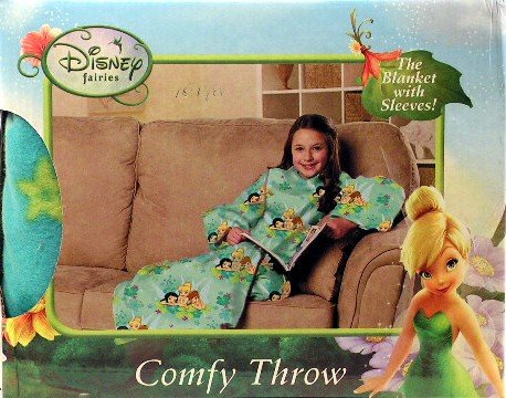 Disney Fairies Flower Party Blanket/SLEEVES Comfy Throw YOUTH
