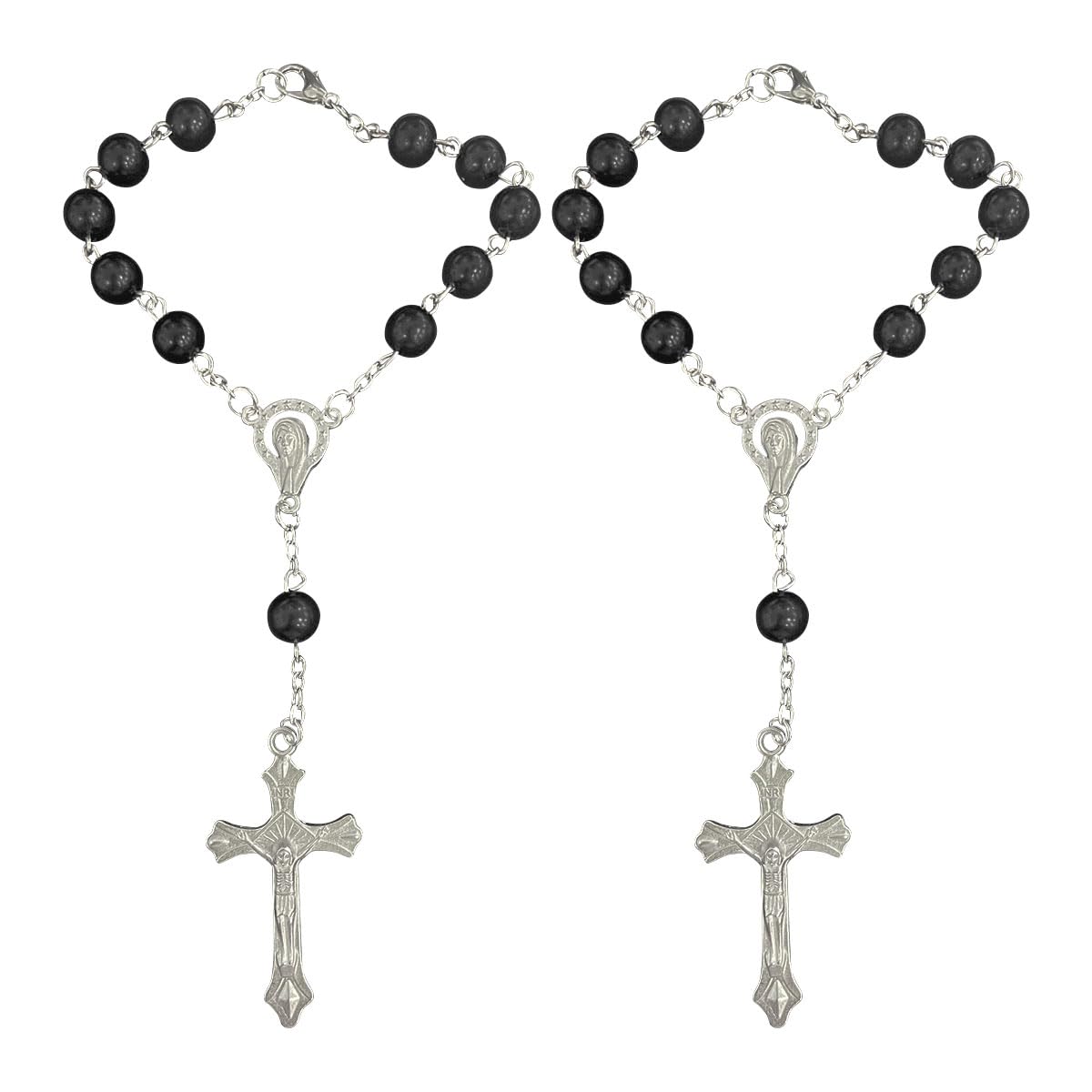 Photo 1 of smilfuy 2PCS Car Rosary for Rearview Mirror, Black Rosary Pendant Car Interior Rear View Mirror Charm Auto Decors, Car Medal and Cross Personalized Hanging Accessories for Women Men (Black)