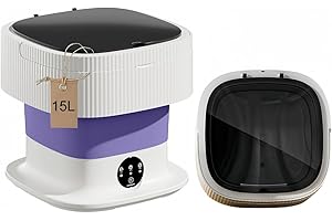 GZJ Portable Washing Machine, Mini Washer 15L High Capacity with 3 Modes Deep Cleaning for Underwear, Baby Clothes, or Small Items, Foldable Washing Machine for Apartments, Camping, Travel (Purple)