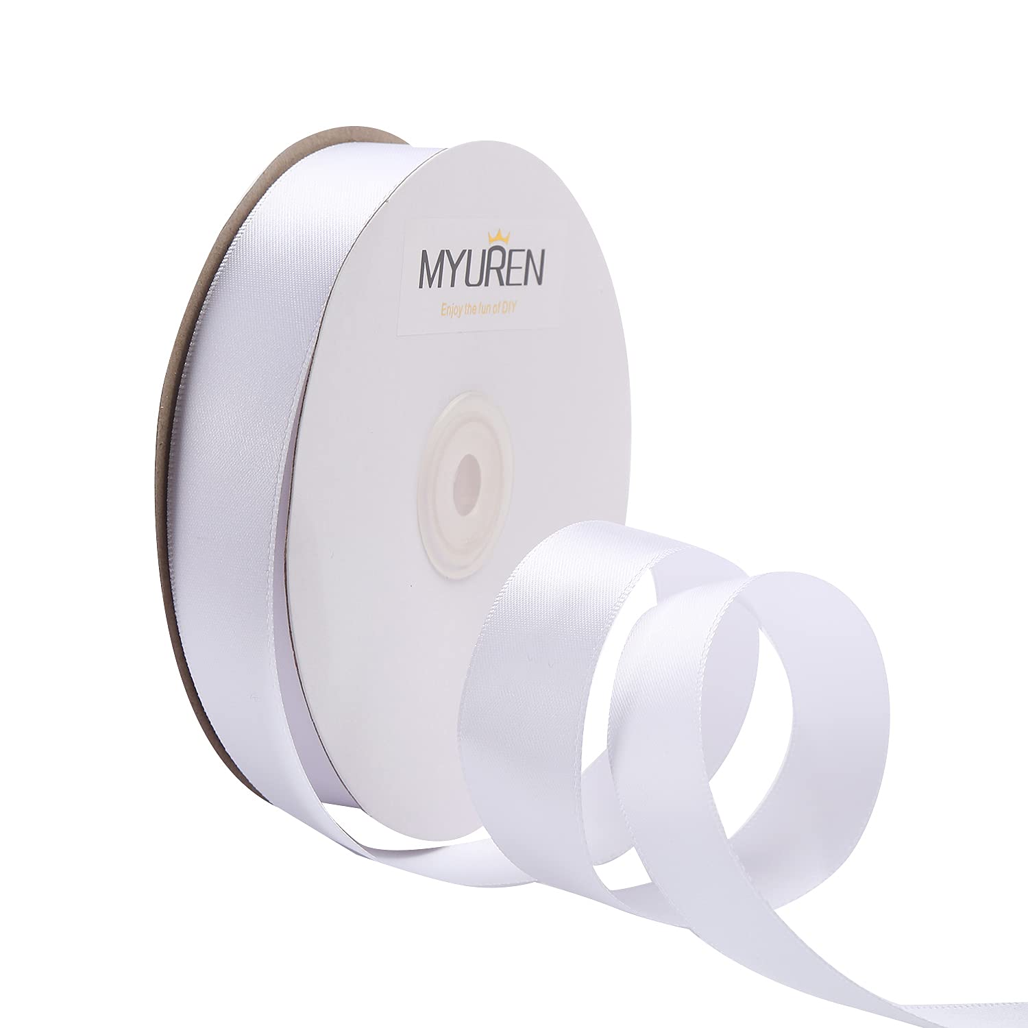 25mm White Satin Ribbon Double Face Solid Satin Ribbon for Gift Wrapping, Wedding, Party Decoration, DIY Hair Accessories, Sewing, Invitation Embellishments (45 Meters)