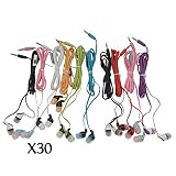 JustJamz Kidz 2.0 Color Call Bulk Earbuds with Mic Wholesale Earbud Headphones with Microphone Mixed Colors, 30 Pack