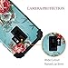 LONTECT Compatible Galaxy S9 Case Floral 3 in 1 Heavy Duty Hybrid Sturdy High Impact Shockproof Protective Cover Case for Samsung Galaxy S9 - Teal/Red Flower