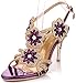 Littleboutique Women Glitter Strappy Sandal Rosette Dress Grape