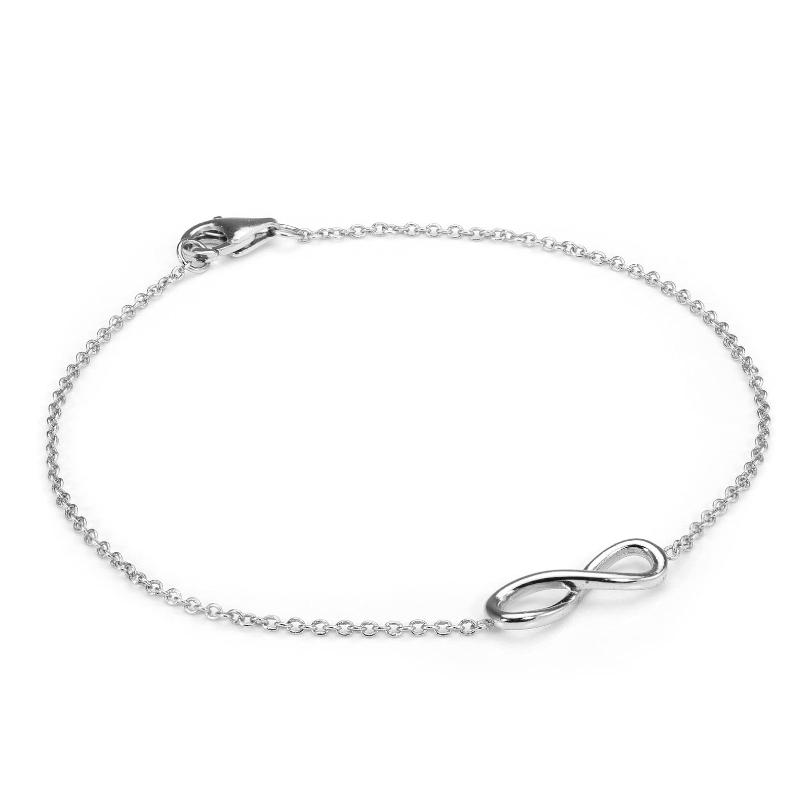 jewellerybox Sterling Silver Fine Infinity Belcher Bracelet with Clasp