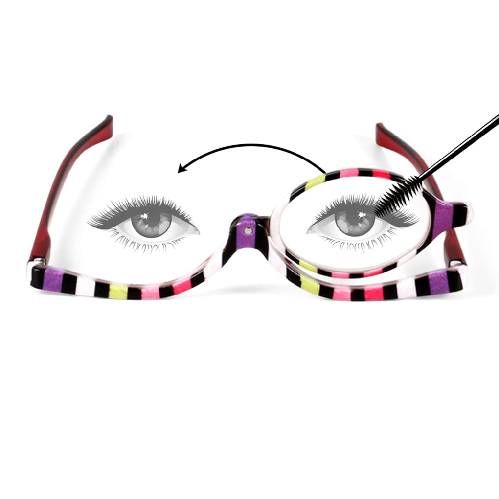 LJCZKA Magnifying Cosmetic Makeup Glasses Women, Makeup Glasses Women Flip up Single Lens Rotating Eyeglasses