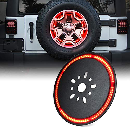 Xprite 14″ Spare Tire Brake Light, 3rd LED Rear Wheel Lights Third Tail Lamp for 2007-2018 Jeep Wrangler JK