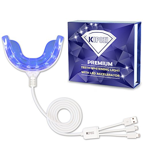 KIPOZI Teeth Whitening Light, Tooth Whitening Accelerator, Using by Connecting to USB or Smart Phone(3 Adapters), Work with Teeth Whitening Strips and Teeth Whitening Gel.