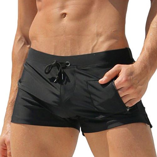 ZQ@QXMen's boxer low angular speed four dry beach swimming trunks,M,black
