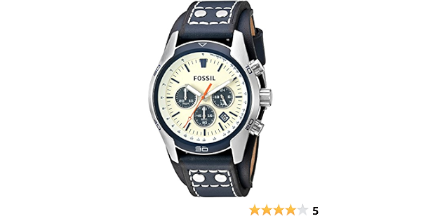 Cream Dial Leather Band Watch 