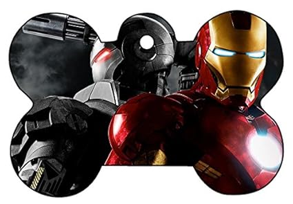 Iron Man War Machine Art Dog Pet Cat Id Tag Bone Shape Image Photopersonalized With Key Ring