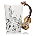 Musical Instrument Notes Coffee Mug With Violin Shaped Unique Handle Fashion Tea Milk Ceramic Porcelain Cup 300ml