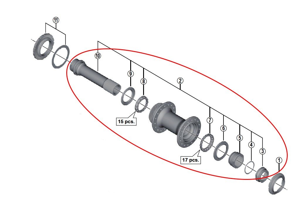 Shimano SPARE PART HBM8010 complete hub axle