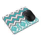 Non-Slip Rectangle Mousepad, FINCIBO Teal Chevron Damask Mouse Pad for Home, Office and Gaming Desk