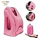 SENQIAO Inflatable Travel Pillow,Air Cushion Portable Nap Pillow for Airplanes,Cars,Office Napping,Soft PVC Flocking (Pink)