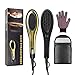 Priksia Hair Straightener Brush Ceramic Heating Hair Straightening Irons brush Anti Scald,Static, Detangling and Silky Straight (Black)