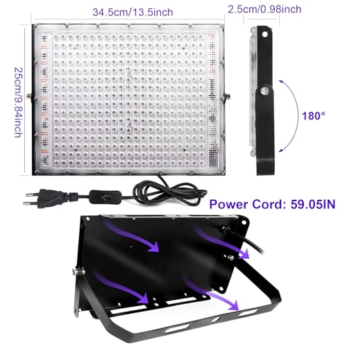CREATESTAR LED Black Light 300 W 2 Pieces, IP66 Waterproof Spotlight with 1.5 m Plug, Lamp for Party Glow Aquarium Bar Fluorescent Poster Halloween Disco