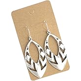 Large Tribal Teardrop on Sterling Silver Earrings Bohemian