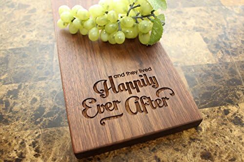 Happily Ever After Personalized Walnut Cheese Board - Wedding Gift, Newlywed Gift, Couple Gift, Anniversary Gift, Gift for Her, Bridal Shower. #922