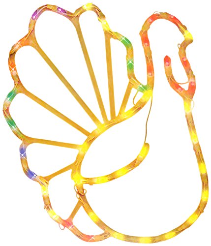 IMPACT 17" Yellow and Red Lighted Thanksgiving Turkey Window Silhouette Decoration - Thumbnail 3