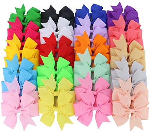 Fortop Boutique Ribbon Pinwheel Hair Bows Baby Grosgrain Bows With Clips For Teens Toddlers 20 Pairs