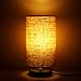 Minerva Wood Table Lamp - Solid Fabric Shade Bedside Desk Lamps for Bedroom, Living Room, Study (Cylinder)