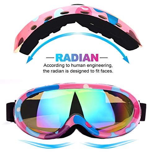 RNGEO Ski Goggles, Pack of 2, Snowboard Goggles for Kids, Boys & Girls, Youth, Men & Women, with UV 400 Protection, Wind Resistance, Anti-Glare Lenses, New Edition