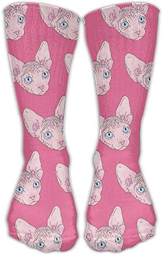 DaCrew Sphynx Cat Pink Unisex Novelty Crew Socks Ankle Dress Socks Fits Shoe Size 6-10