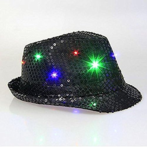 Kpmall Led Light Cap Jazz Hat For Night Party,Black
