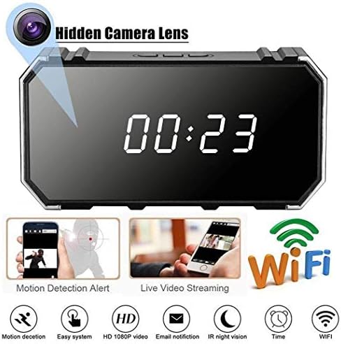 Joylora Hidden Camera, 4K Camera, 1080P WIFI Wireless Security Mirror Alarm Clock with Night Vision Babysitter Camera and Baby Monitor (Gift 32GB Card)