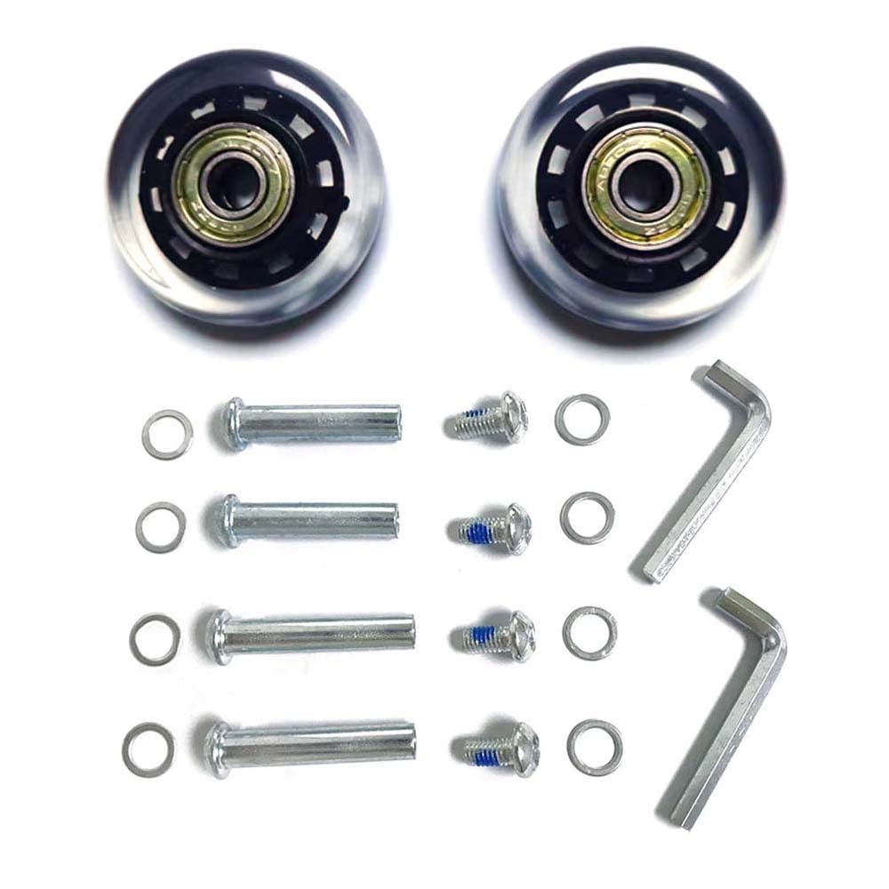 Photo 1 of LOTOWELZON 2pcs Luggage Suitcase Replacement Wheels, 50mm Rubber Inline Roller Skate Wheels with 8mm(0.31") ABEC-7 608ZZ Bearings Repair Kits (Black&Clear, OD50xW18mm/1.97"x0.7")