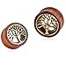 Oasis Plus Tree of Life Organic Wood Flesh Tunnels Double Flared Ear Stretcher Saddle Plugs Gauge 20mm 3/4