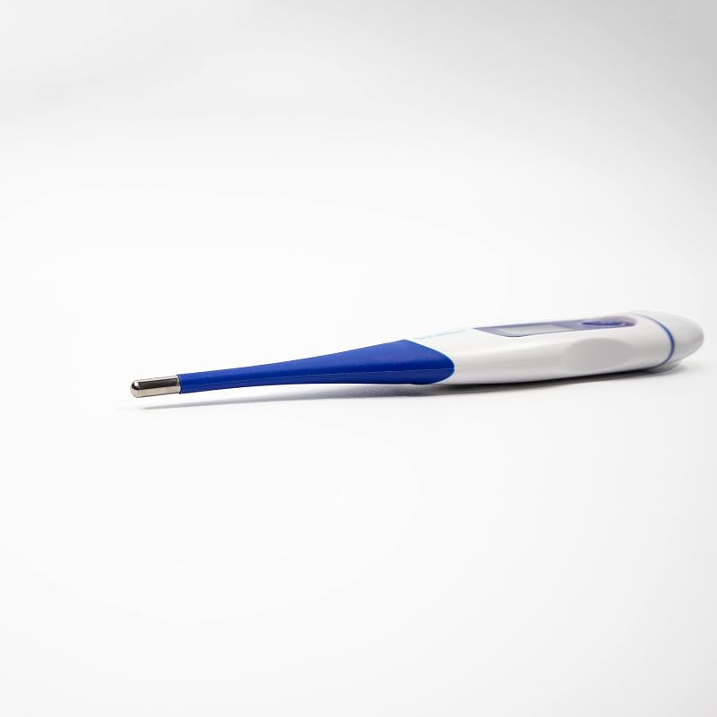 - Termómetro Digital, Preciso ±0.1°C, Punta Flexible, Oral/Rectal/Axilar, Resistente al Agua IP54, Aviso Sonoro, Estuche Incluido, Amarillo/Azul/Azul Marino