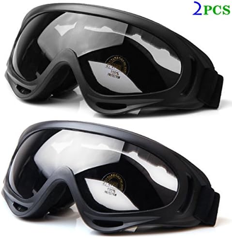 Ski Goggles Snowboard Adjustable UV Protective Motorcycle Riding Goggles for Men, Women &amp; Youth, With UV 400 Protection, Wind Resistance, Anti-Glare Lenses (Gray and Clear)