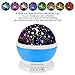 Music Night Light Lullaby,YHZO Rechargeable Stars Moon projector Lamp, 4 LED Bulbs 9 Light Color Changing(3.2FT USB Cord) ,360 Rotation,12 songs ,Gift for Babies Children,Nursery（Blue）