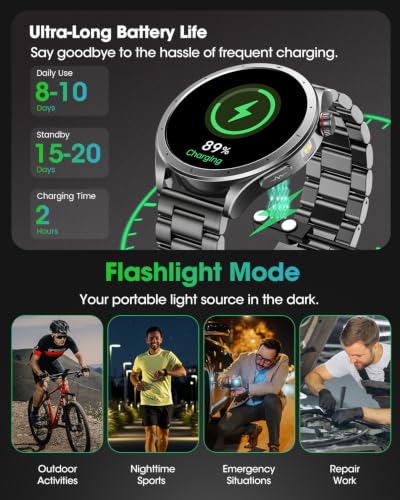 Men's Smart Watch with ECG, VFC, Microcheck, Blood Pressure, AI-GPT, SOS Call, 24H Sleep/Heart Rate/SpO2, 120+ Sports Modes, Flashlight, 5ATM Smartwatch for Android iOS Black