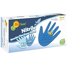 BeeSure BE1116 Nitrile Powder Free Exam Gloves, Small (Pack of 100)
