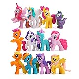 QTFHR 12 pcs (1 set) Little Pony Toys Figurines Playset, Cake decoration