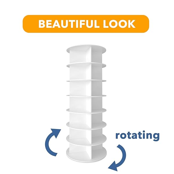 SPACEAID 7 TIER ROTATING SHOE RACK TOWER, SPINNING SHOE DISPLAY LAZY SUSAN, REVOLVING 360 SHOE RACK STORAGE ROUND CAROUSEL, VERTICAL HANDBAG ROTATE SHOES CLOSET ORGANIZATION (7-TIER WHITE)