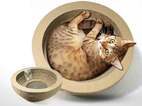 Bowl Shaped Cat Scratching Nest with Catnip Corrugated Cardboard Cat Scratcher Kitty Toy Cat Bed Cat Bowl House by Patas Lague